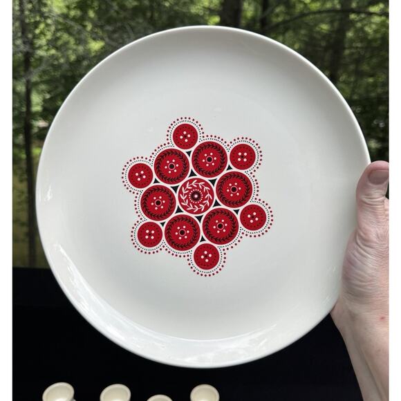 STEUBENVILLE POTTERY PARTIO-WARE DESIGNER: IRENE PASINKSI BANDANA PATTERN 8 PCS - Picture 9 of 12